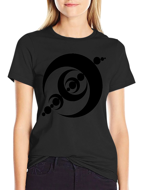 Abstract Circle Design Black T-Shirt