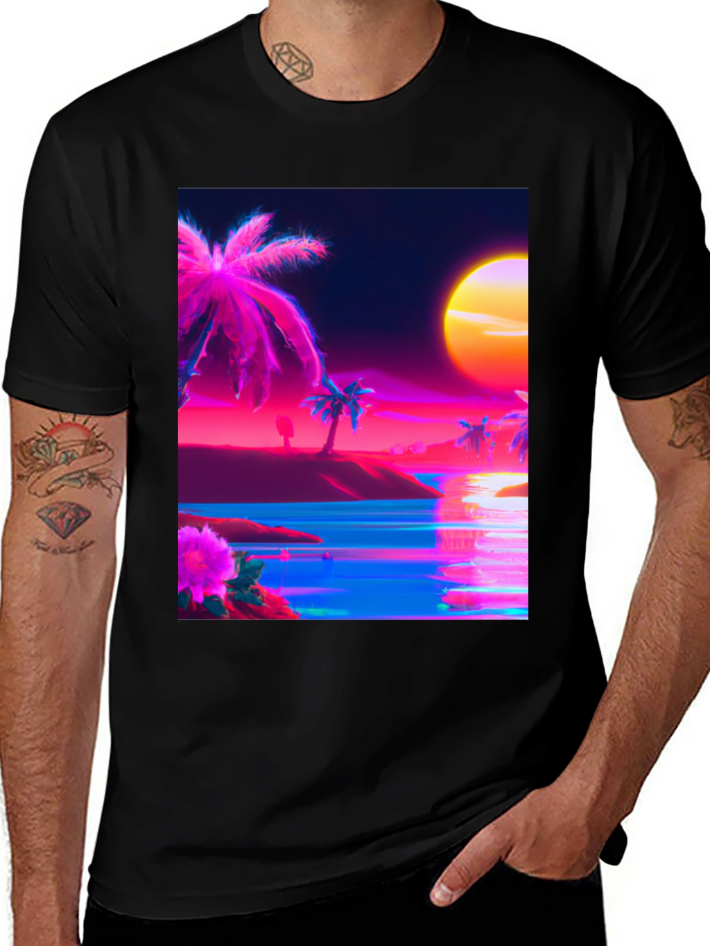 Vaporwave Palm Tree Beach T-Shirt