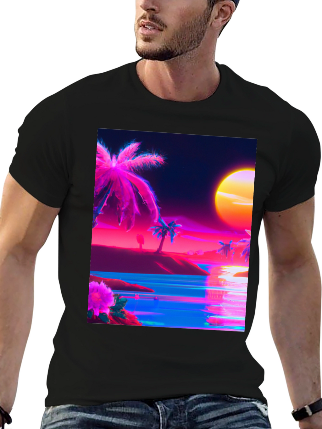 Vaporwave Palm Tree Beach T-Shirt