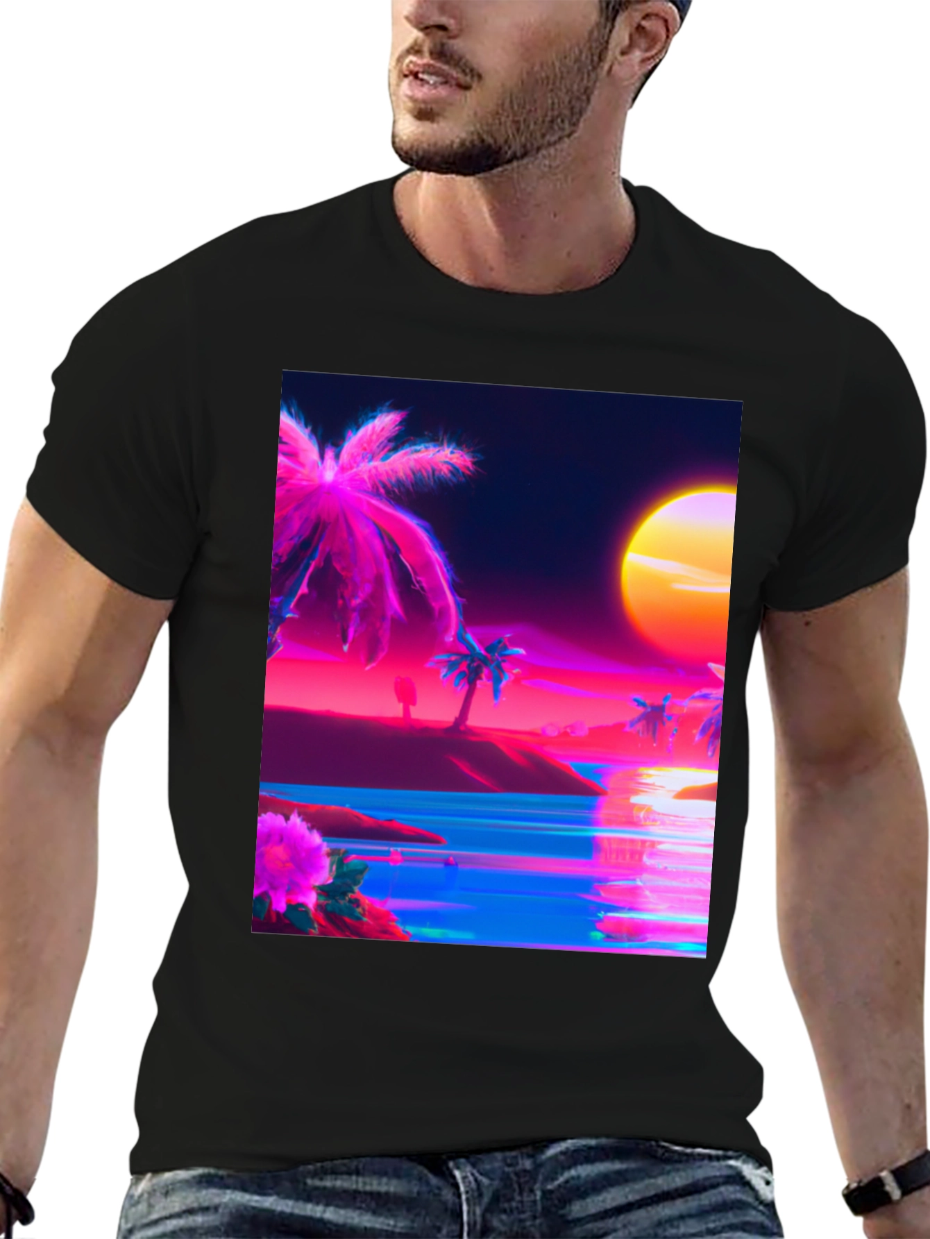 Vaporwave Palm Tree Beach T-Shirt