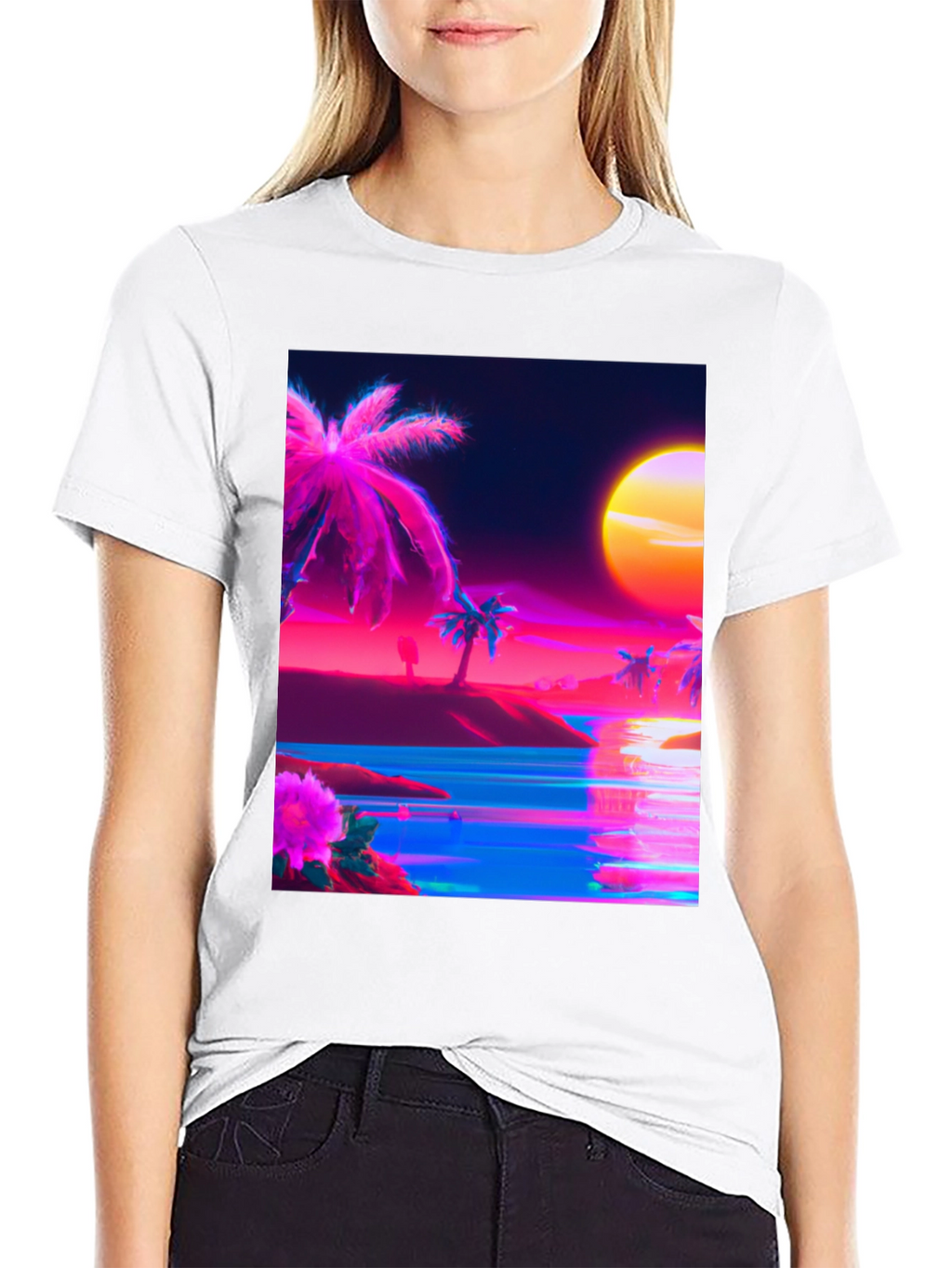 Vaporwave Palm Tree Beach T-Shirt