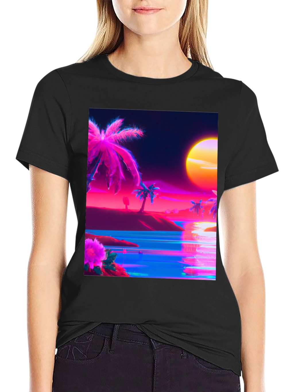 Vaporwave Palm Tree Beach T-Shirt