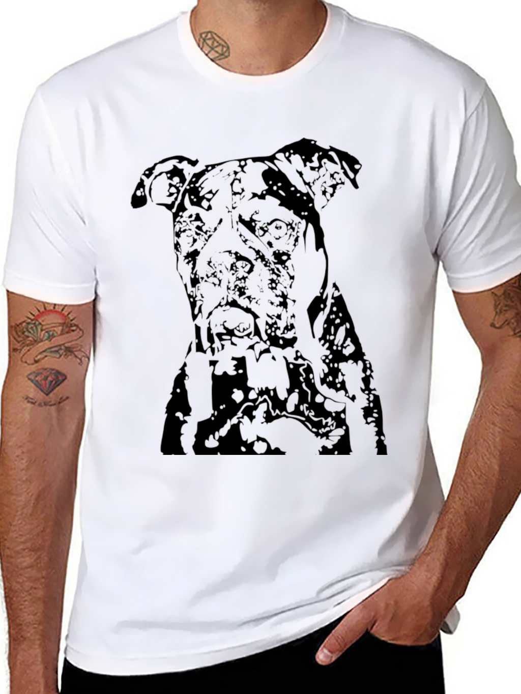 Mens Black Pitbull Graphic T-Shirt