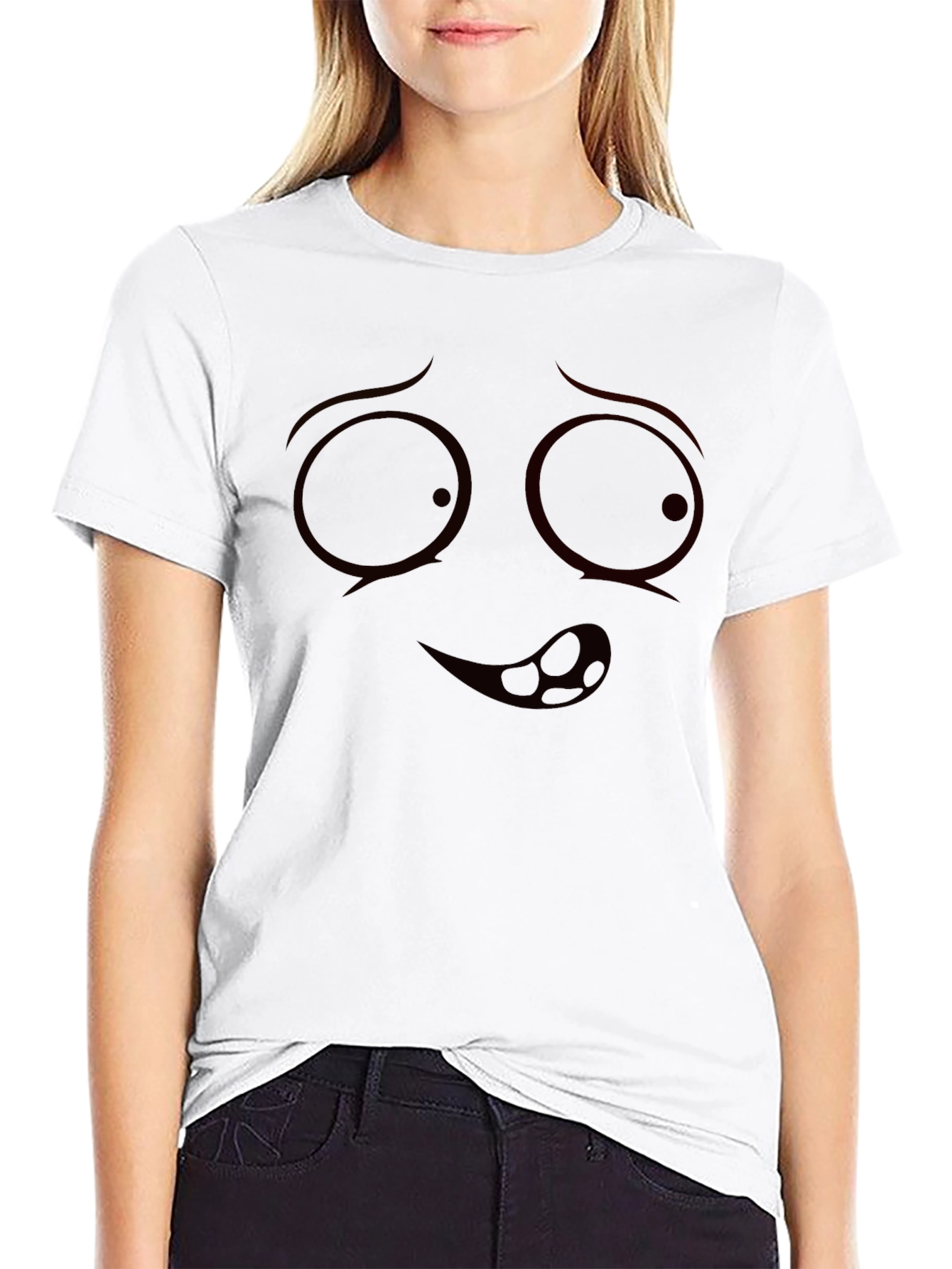 Funny Face Graphic Black T-Shirt