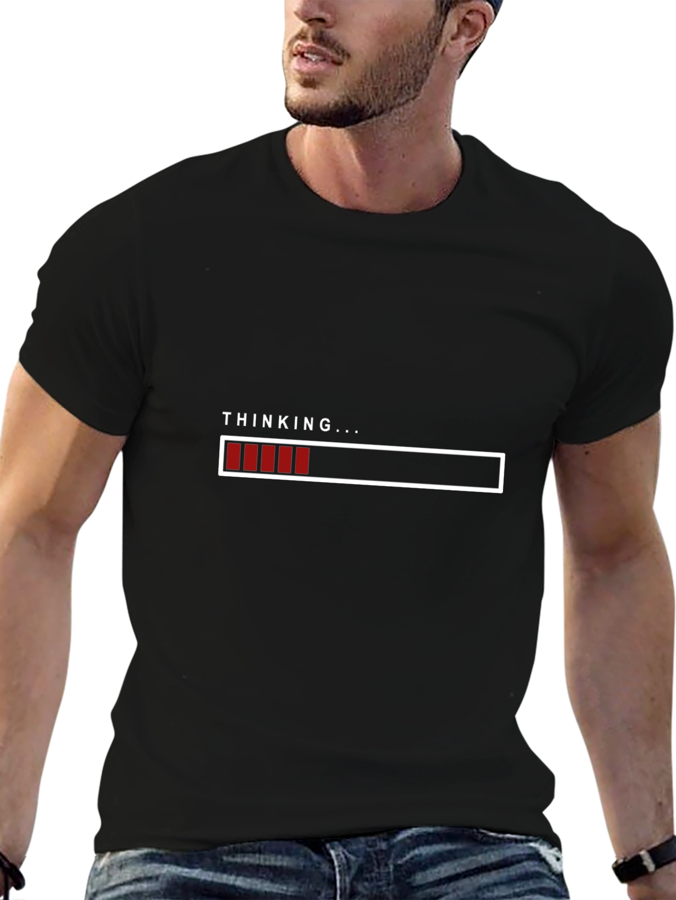 Thinking Loading Bar Graphic T-Shirt - Soft Cotton Blend