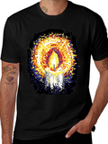 Candlelight Graphic Print Black T-Shirt