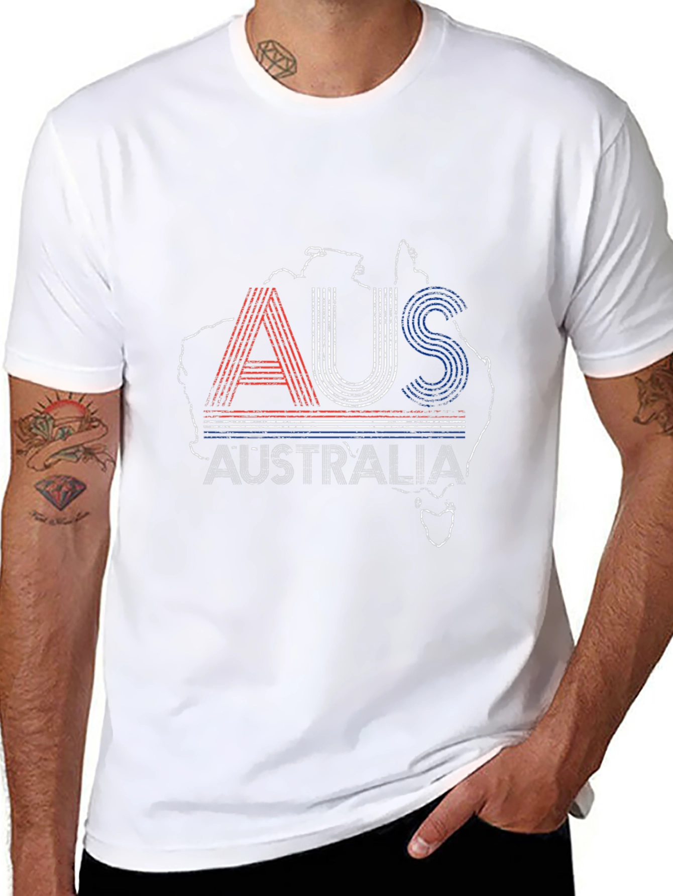 Australia Map Graphic Tee - Black Short Sleeve Shirt