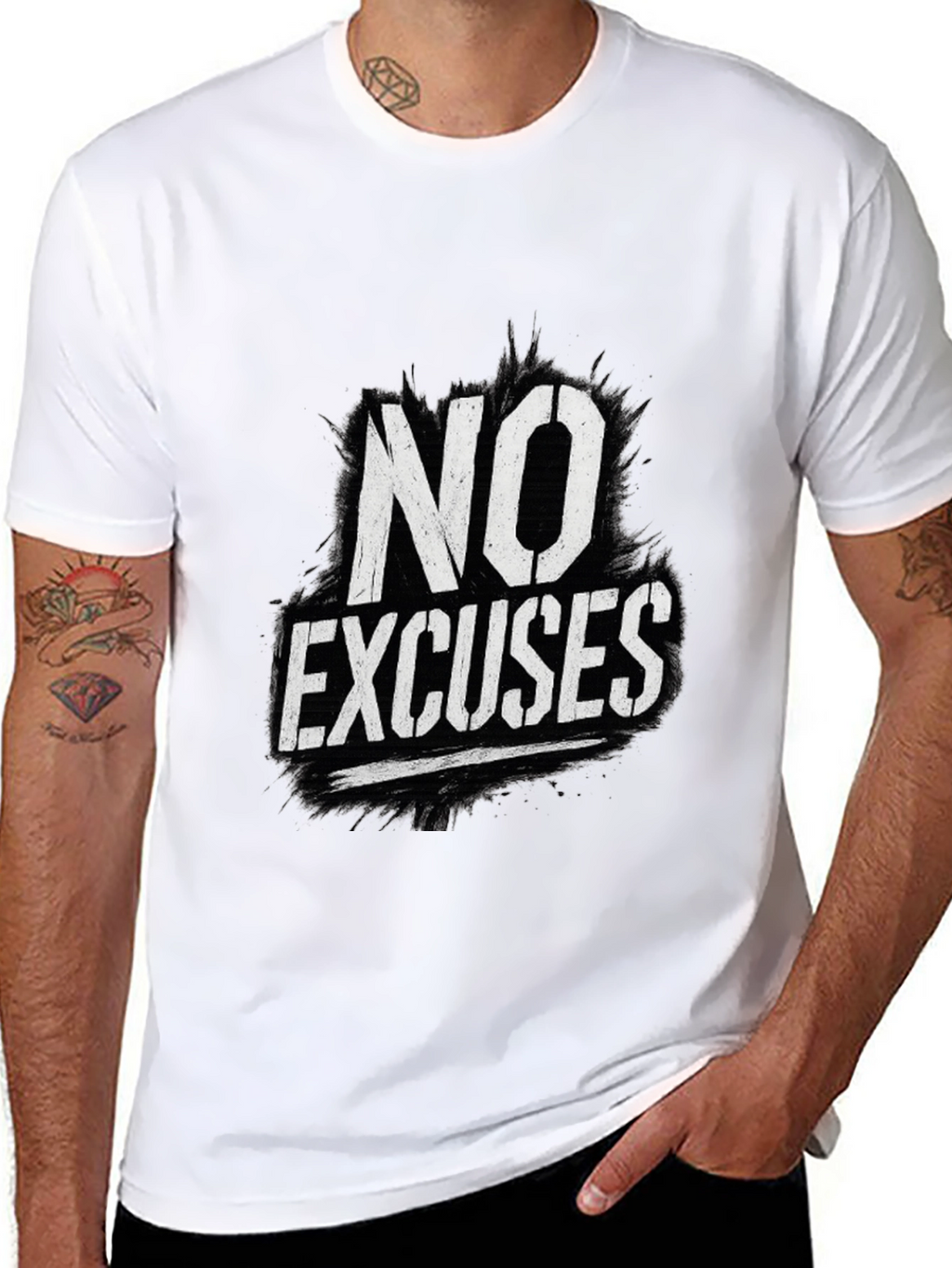 No Excuses Graphic Print Black T-Shirt