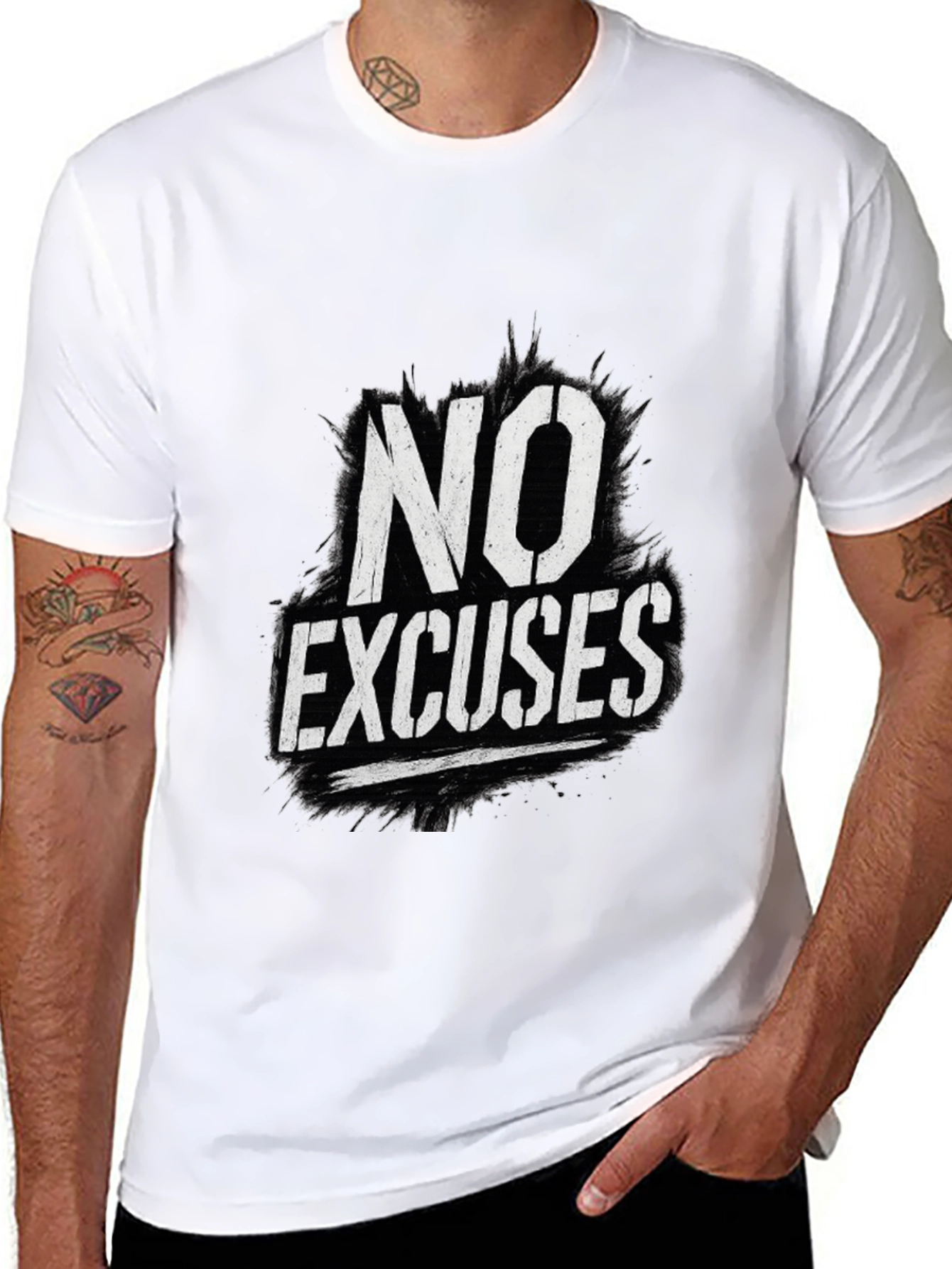 No Excuses Graphic Print Black T-Shirt