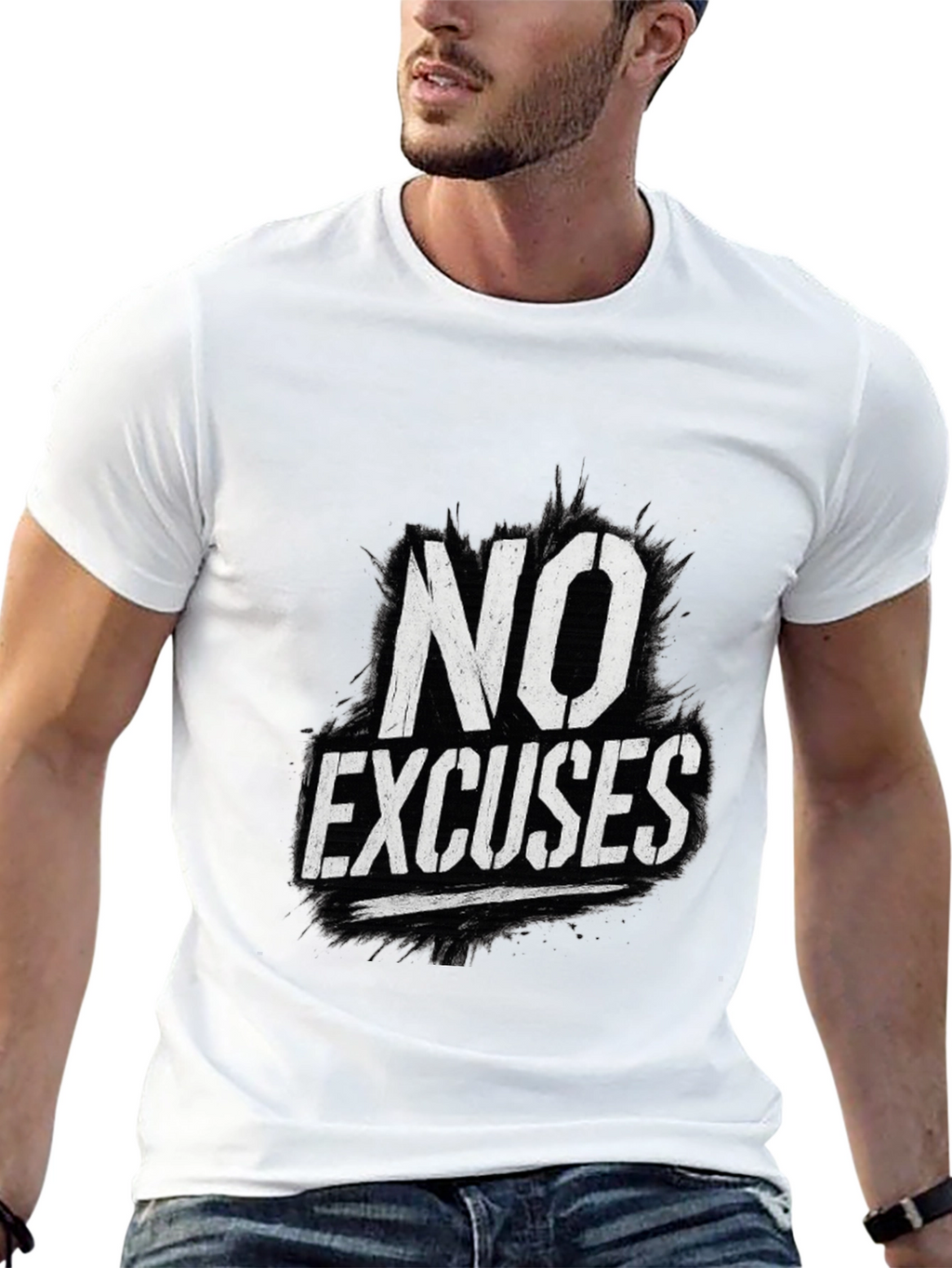 No Excuses Graphic Print Black T-Shirt