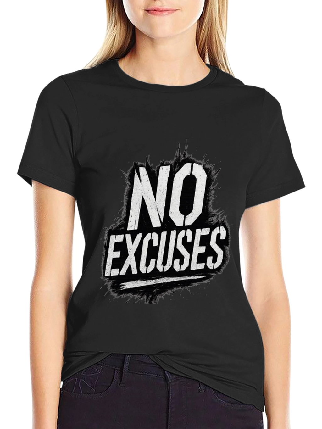 No Excuses Graphic Print Black T-Shirt