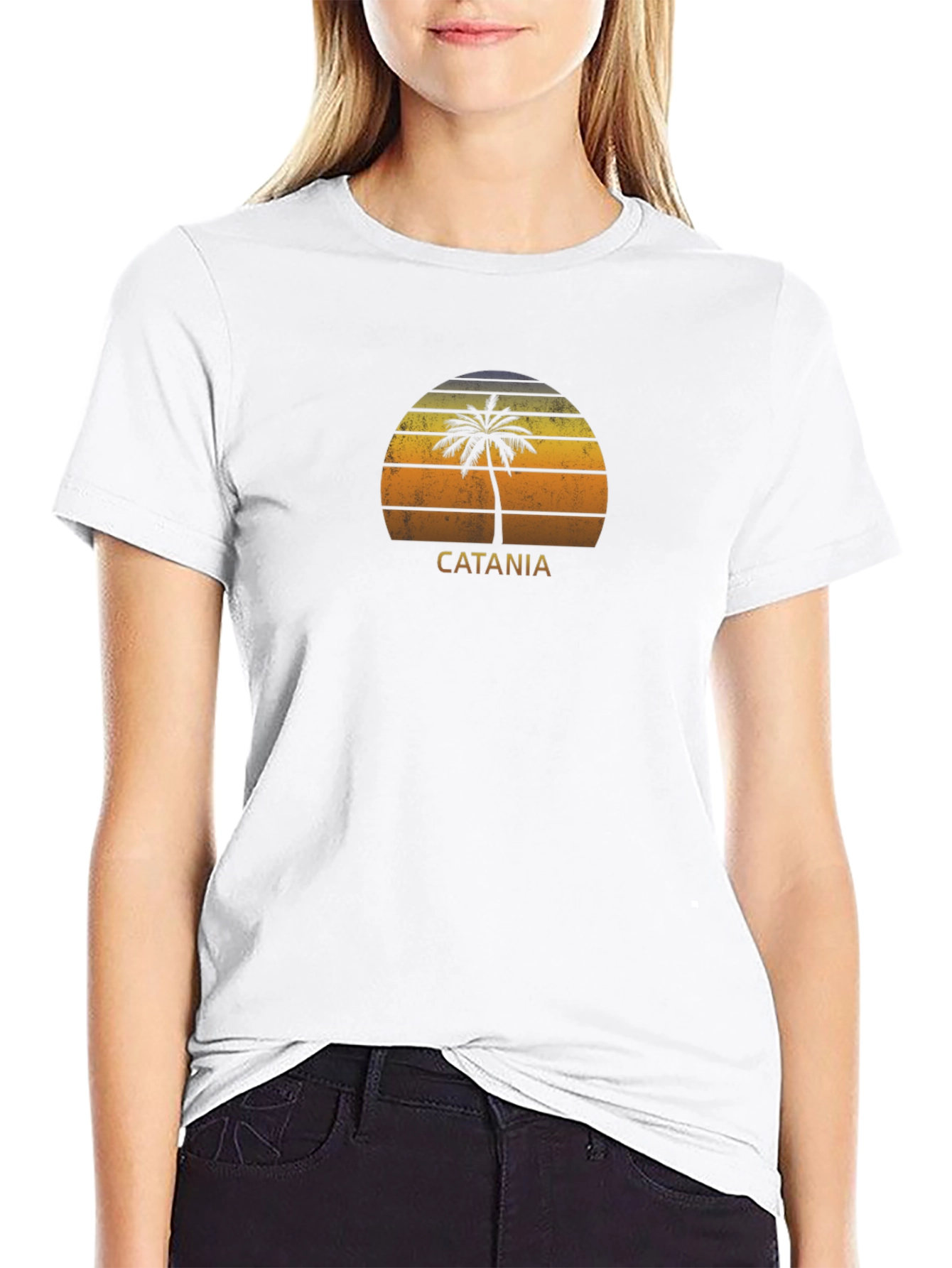 Catania Palm Tree Sunset Graphic Tee - Tropical Vibes