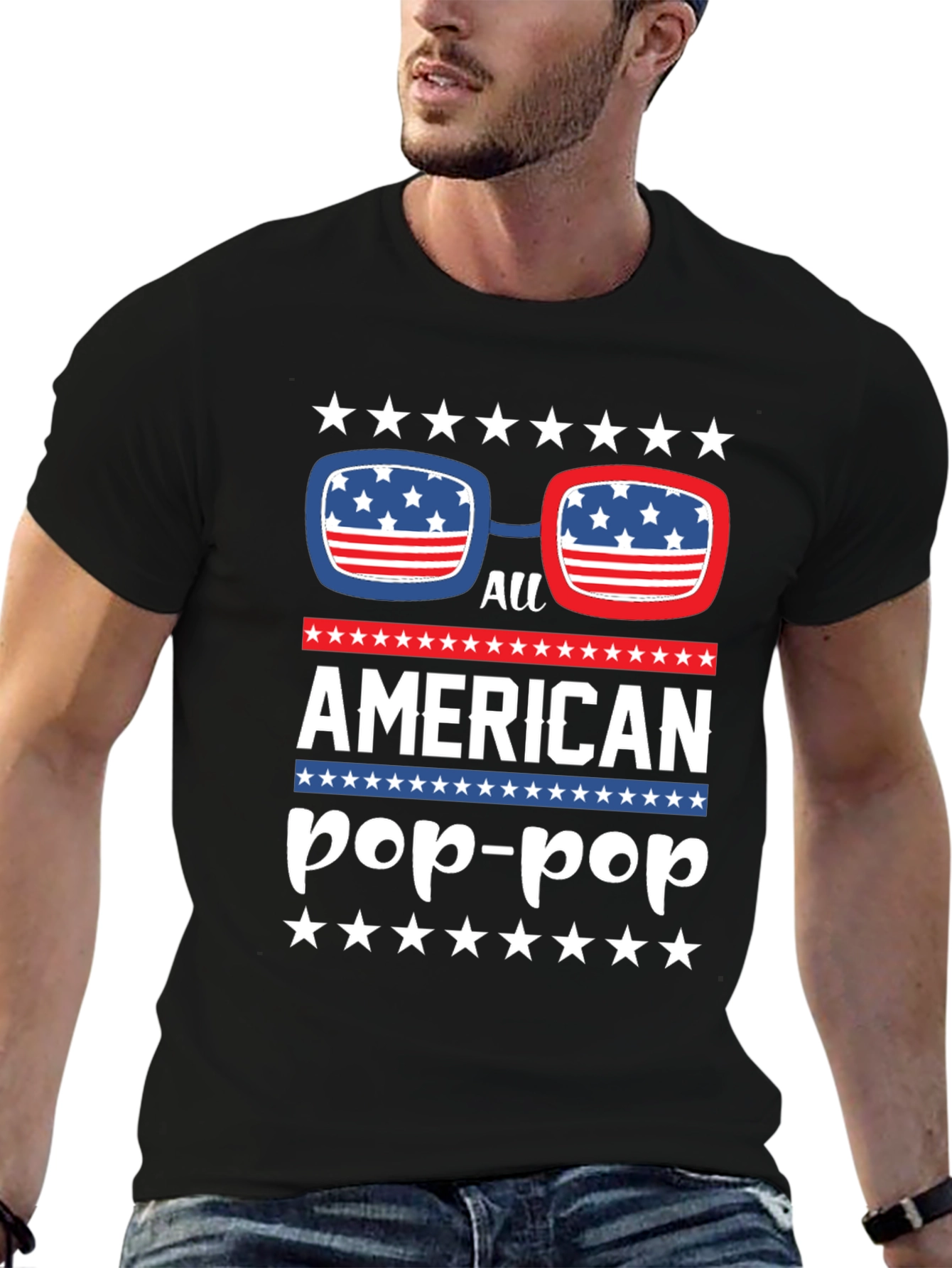 All American Pop-Pop T-Shirt Patriotic USA Flag Tee