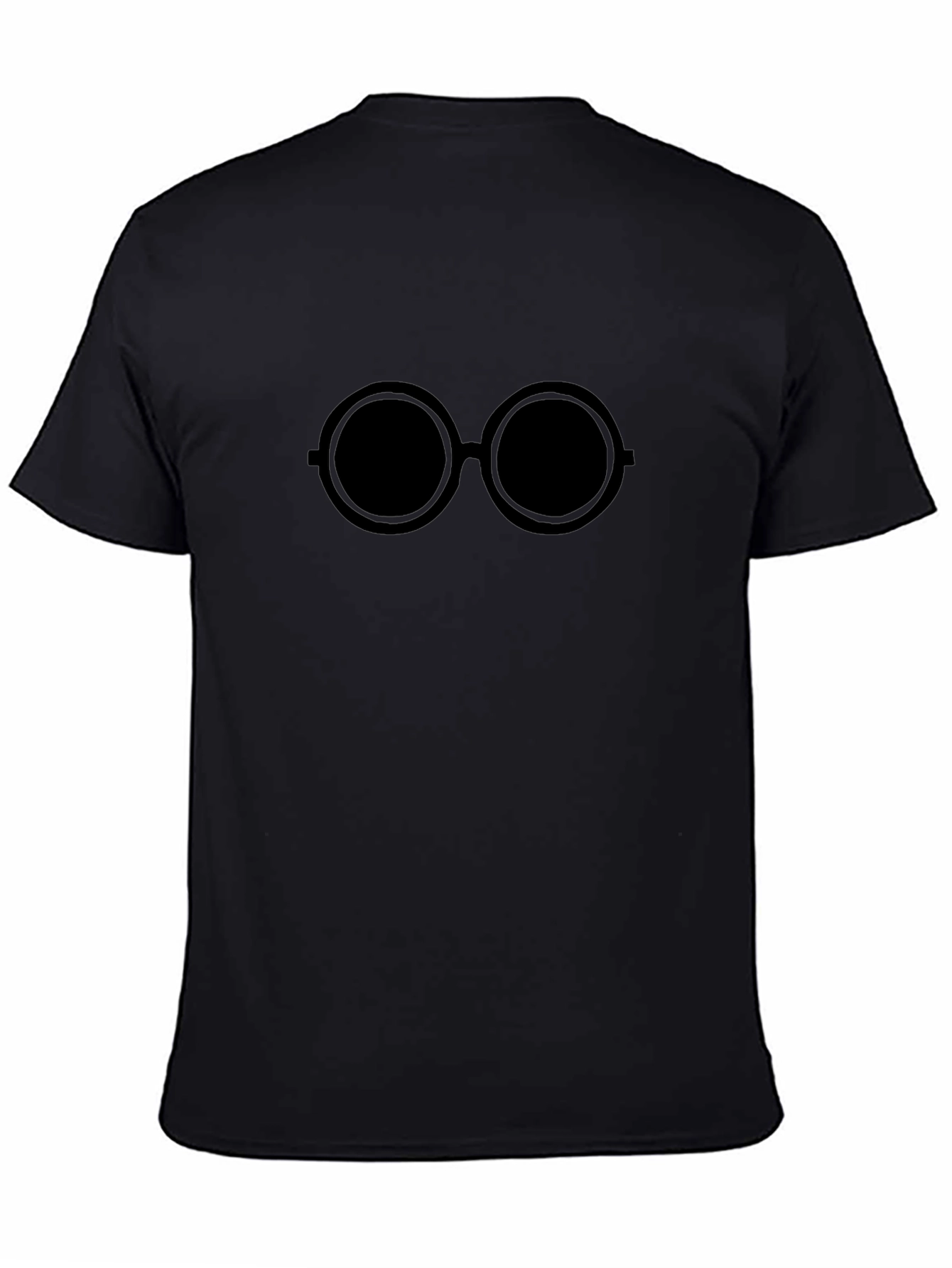 Black T-Shirt with Round Glasses Design