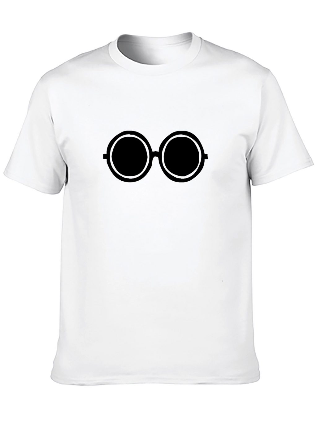 Black T-Shirt with Round Glasses Design