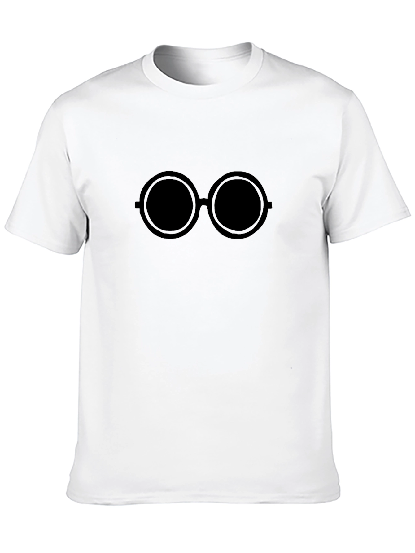 Black T-Shirt with Round Glasses Design