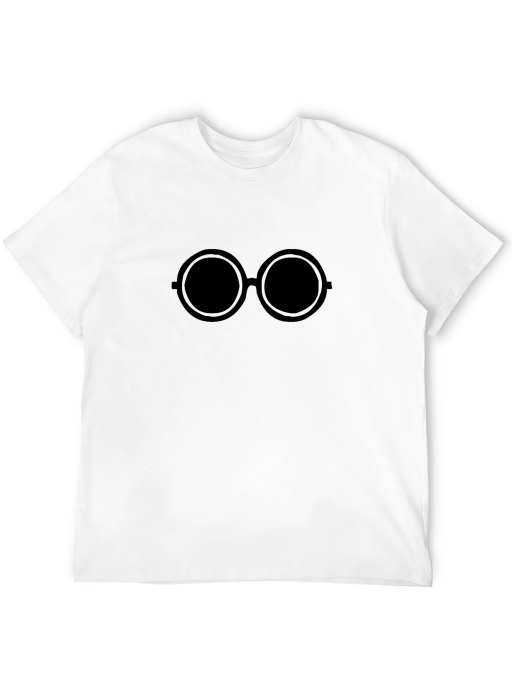 Black T-Shirt with Round Glasses Design