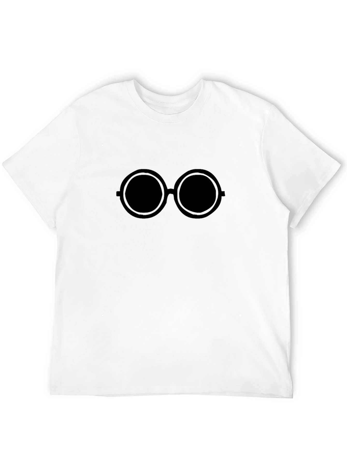Black T-Shirt with Round Glasses Design