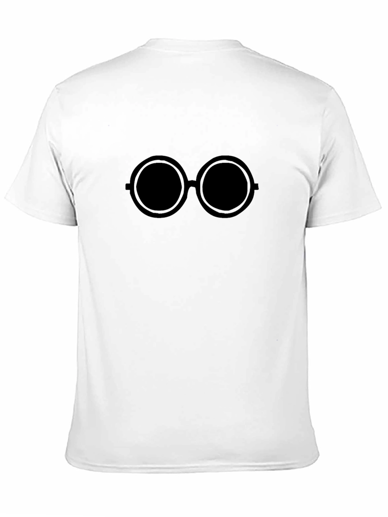 Black T-Shirt with Round Glasses Design