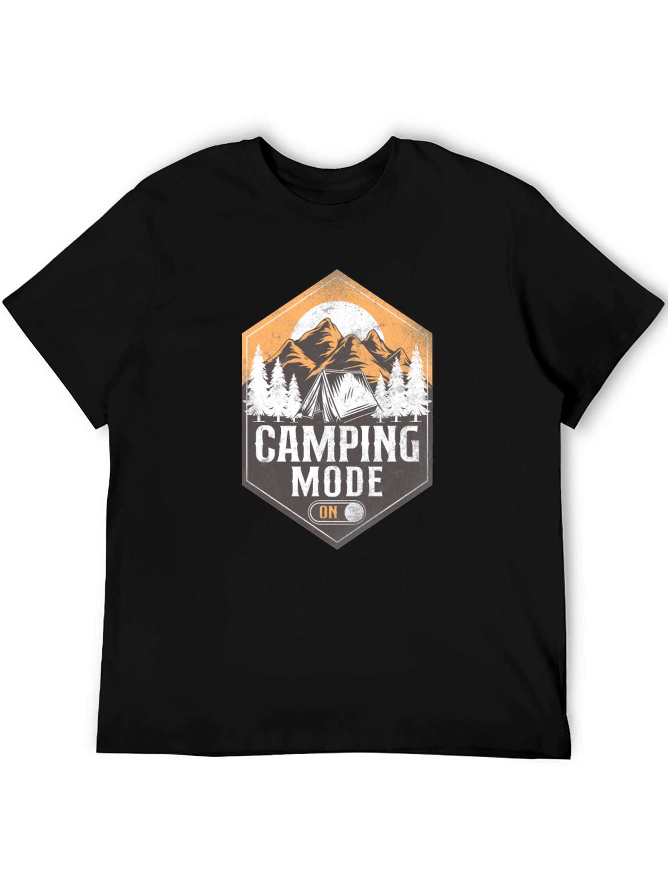 Camping Mode On Black T-Shirt Adventure Outdoor Graphic Tee