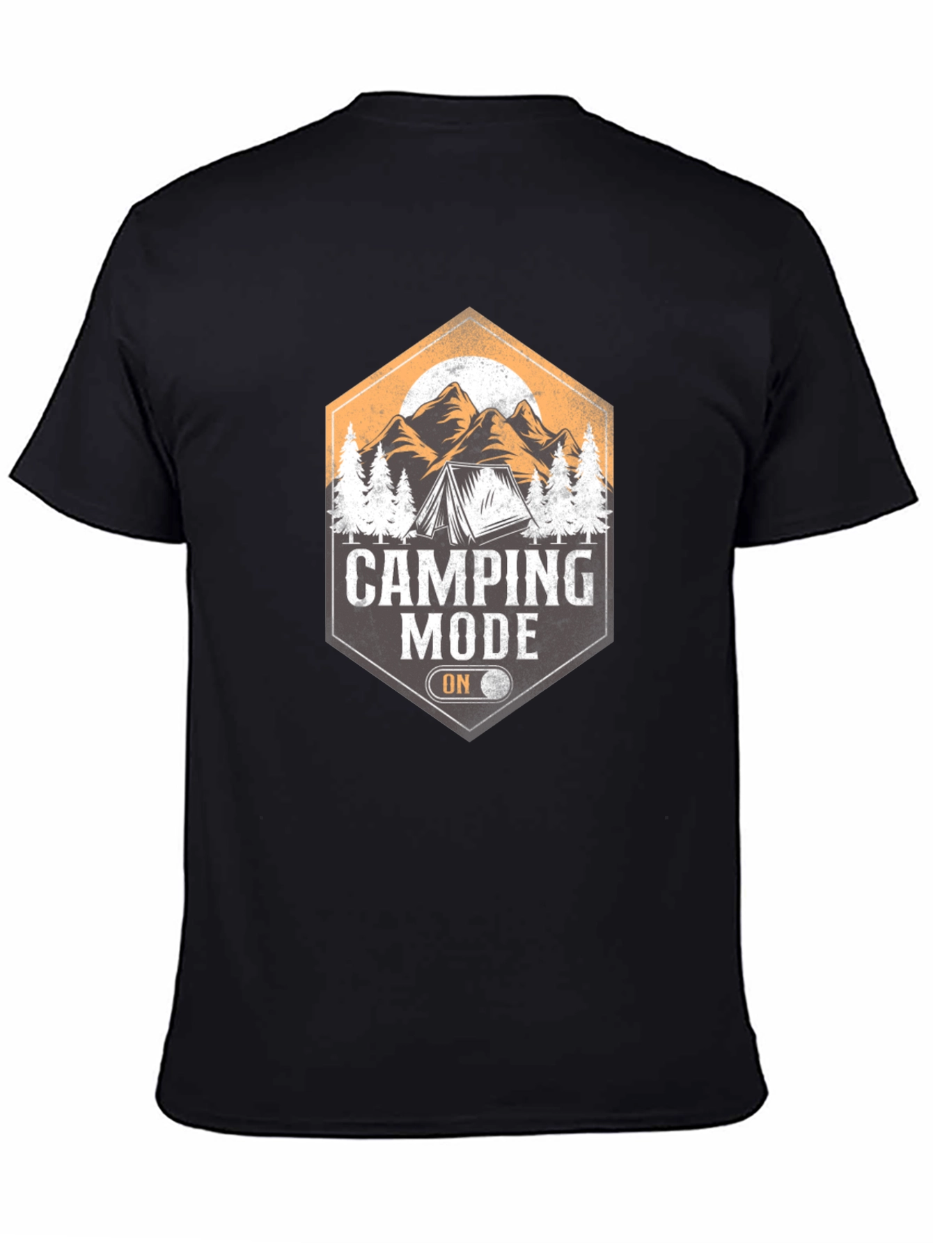 Camping Mode On Black T-Shirt Adventure Outdoor Graphic Tee