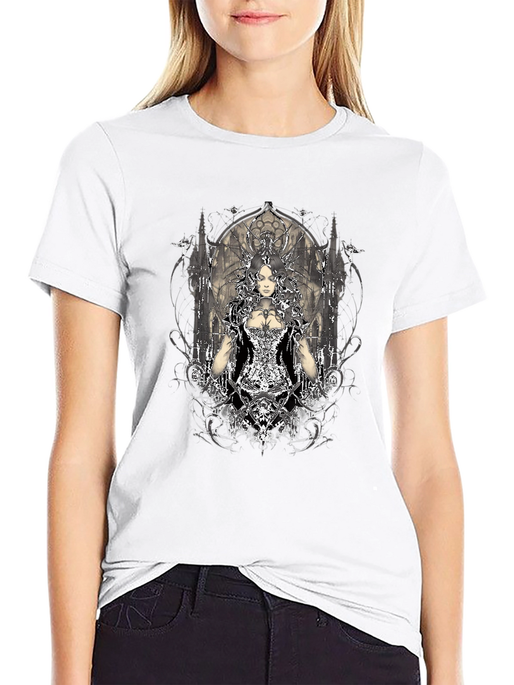 Gothic Queen Graphic T-Shirt - Black