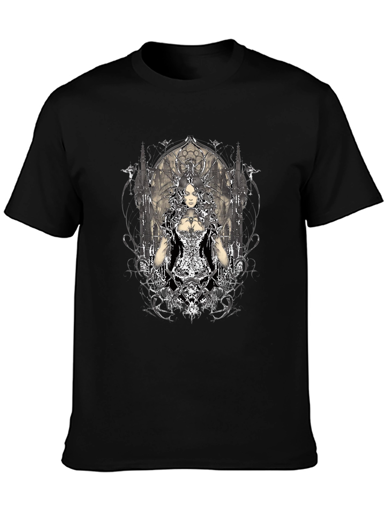 Gothic Queen Graphic T-Shirt - Black