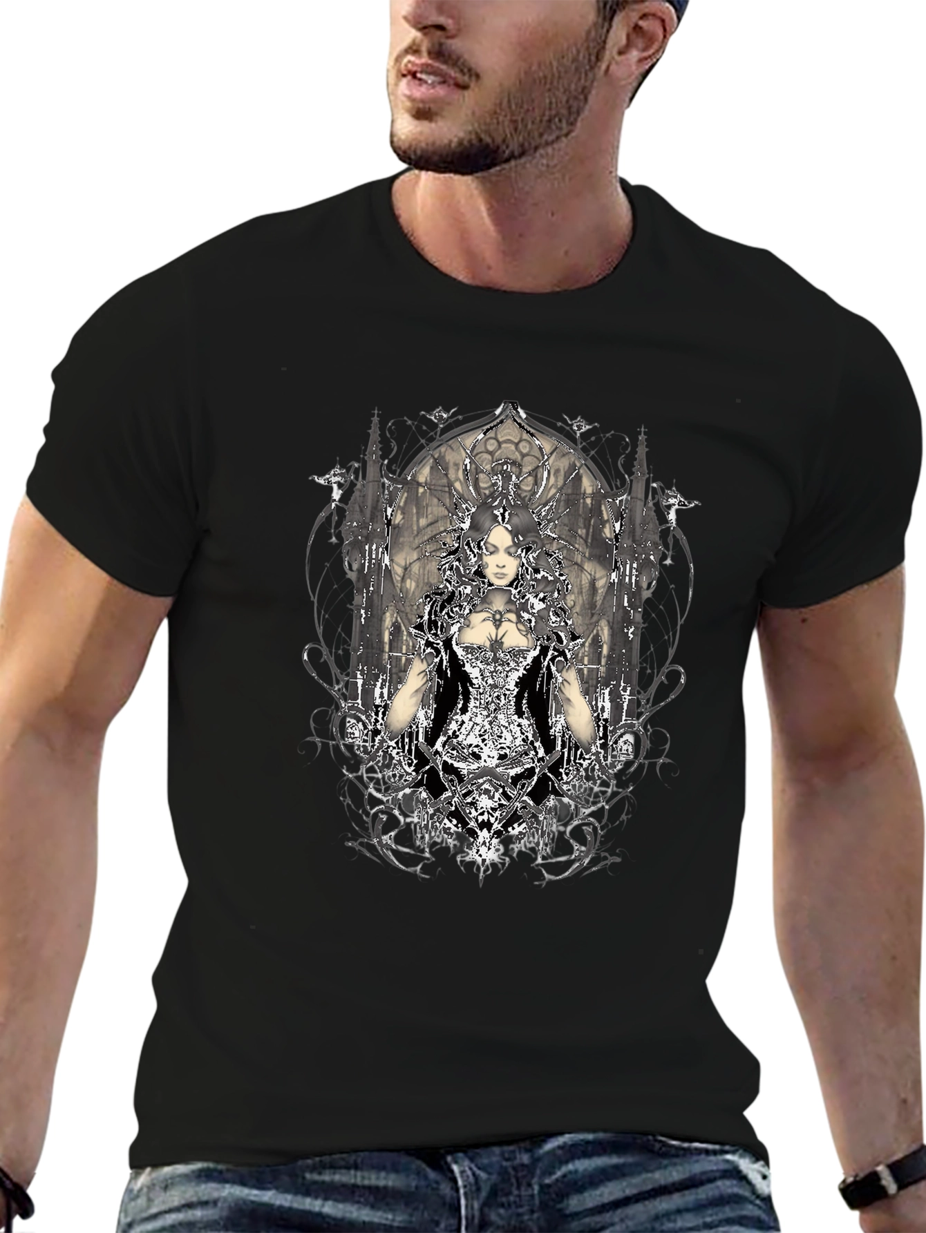 Gothic Queen Graphic T-Shirt - Black