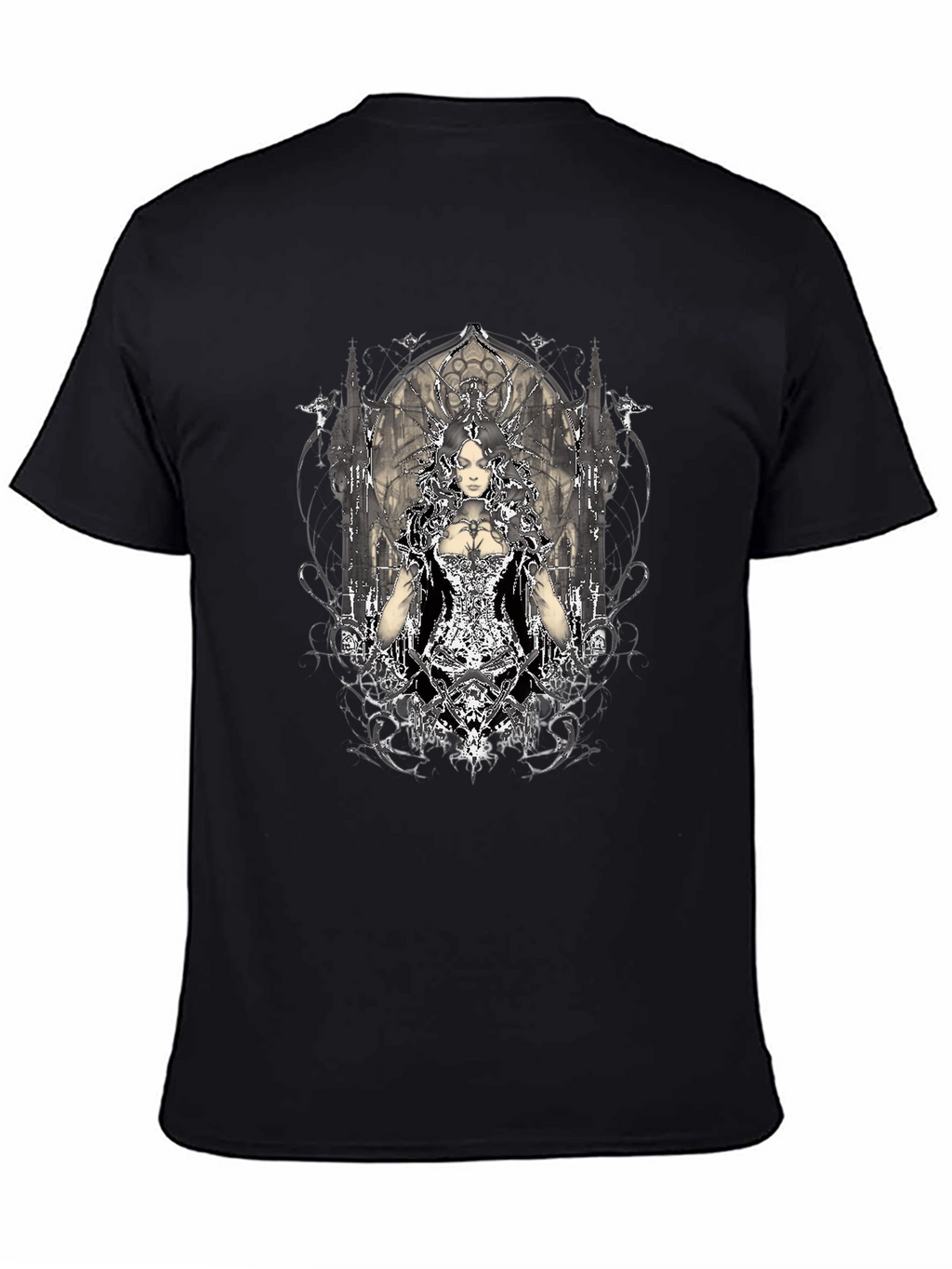 Gothic Queen Graphic T-Shirt - Black