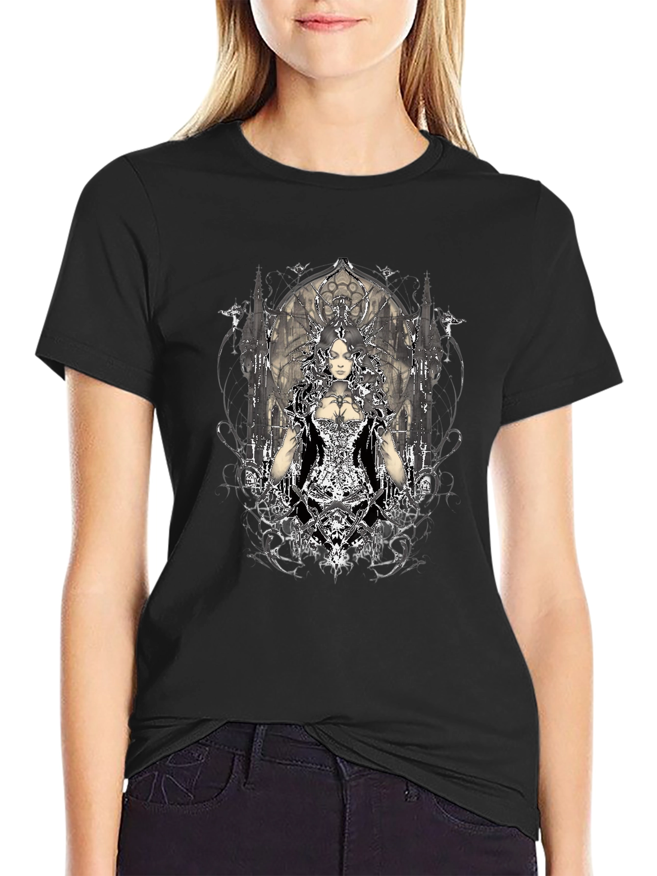 Gothic Queen Graphic T-Shirt - Black