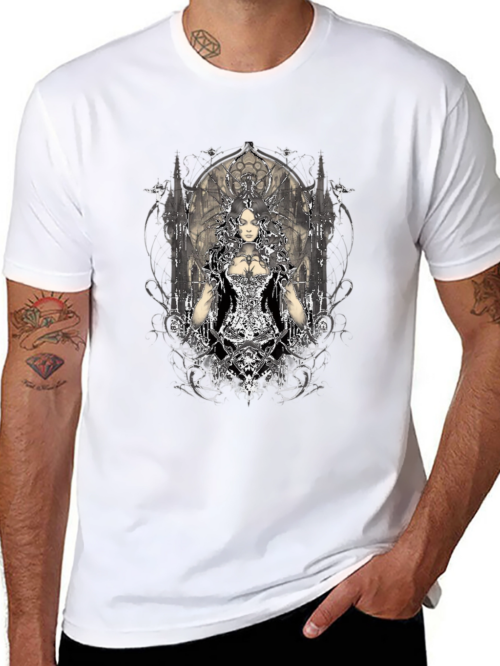 Gothic Queen Graphic T-Shirt - Black