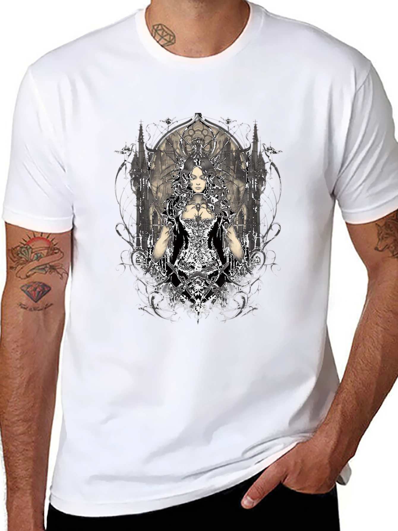 Gothic Queen Graphic T-Shirt - Black