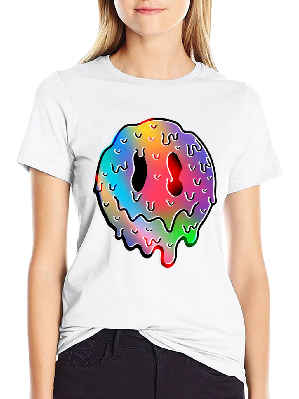 Melting Smiley Face Graphic T-Shirt
