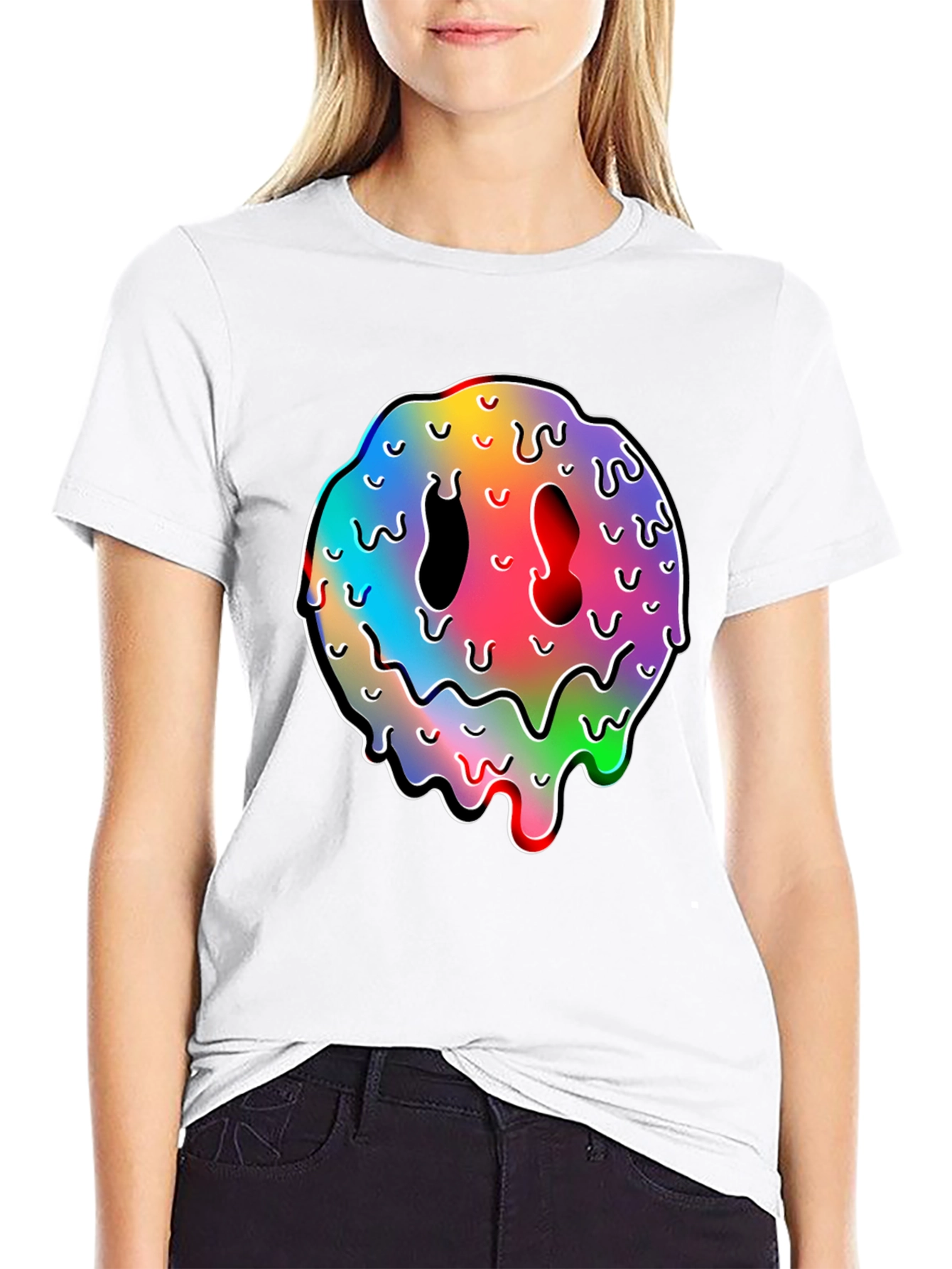 Melting Smiley Face Graphic T-Shirt