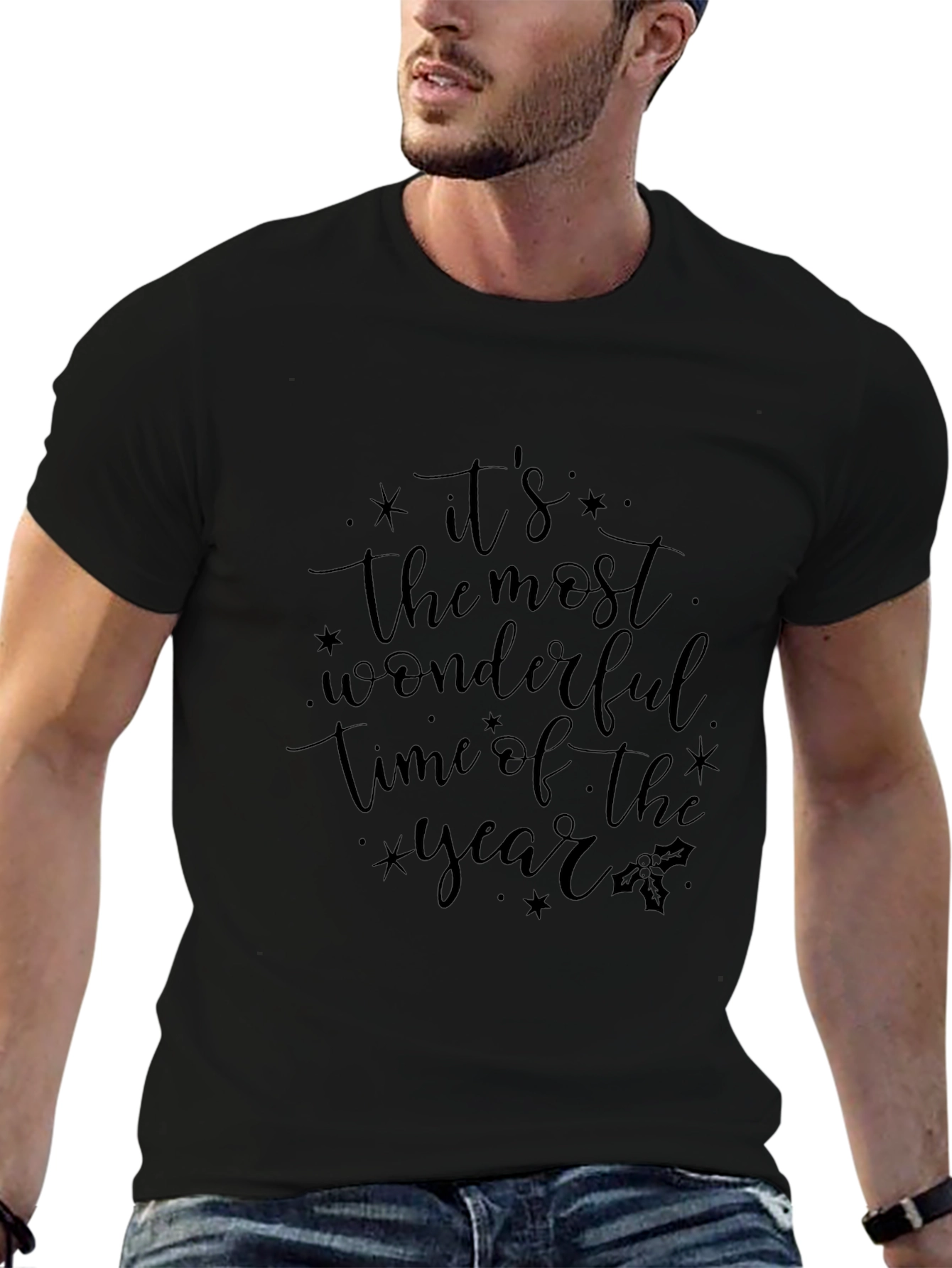 Festive Black T-Shirt - Wonderful Time of Year