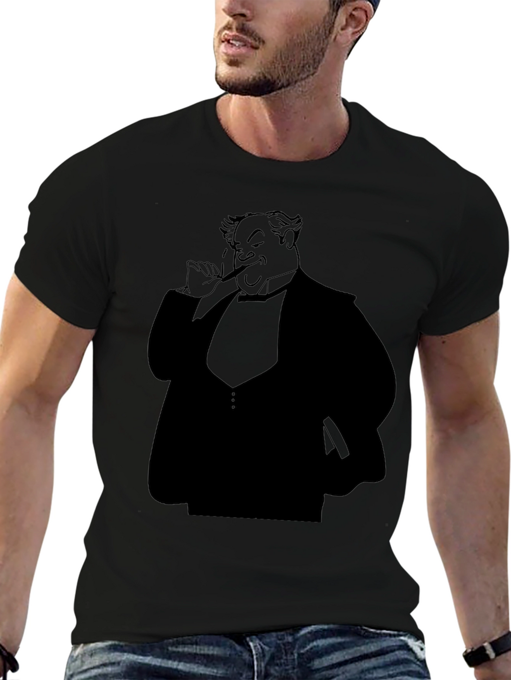 Black Silhouette Cartoon Man T-Shirt