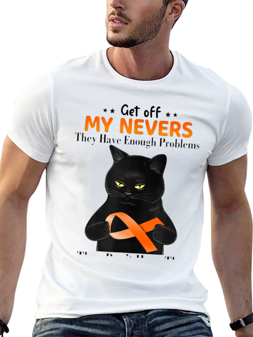 Get Off My Nevers Black Cat T-Shirt