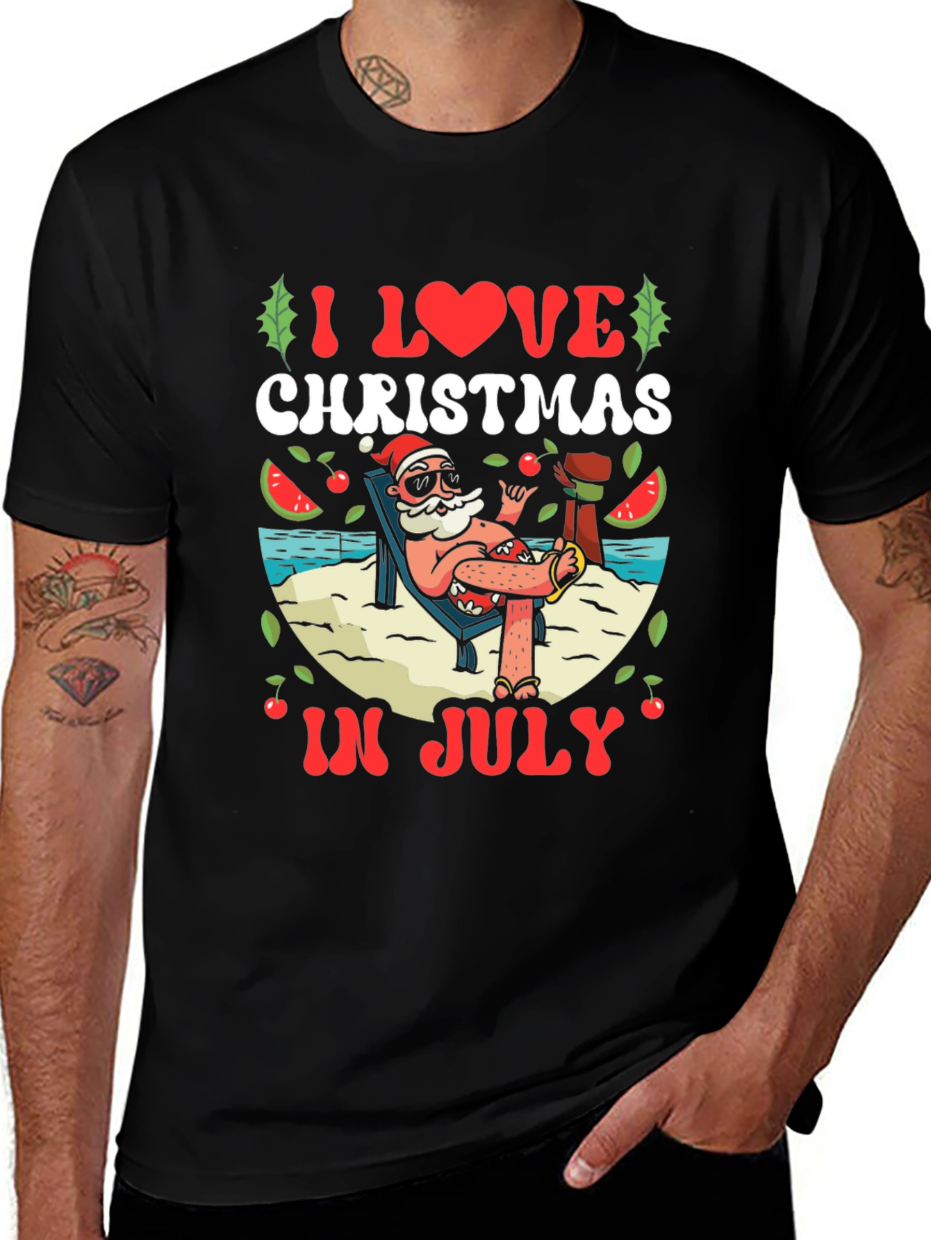 Christmas in July T-Shirt - Beach Santa Tee