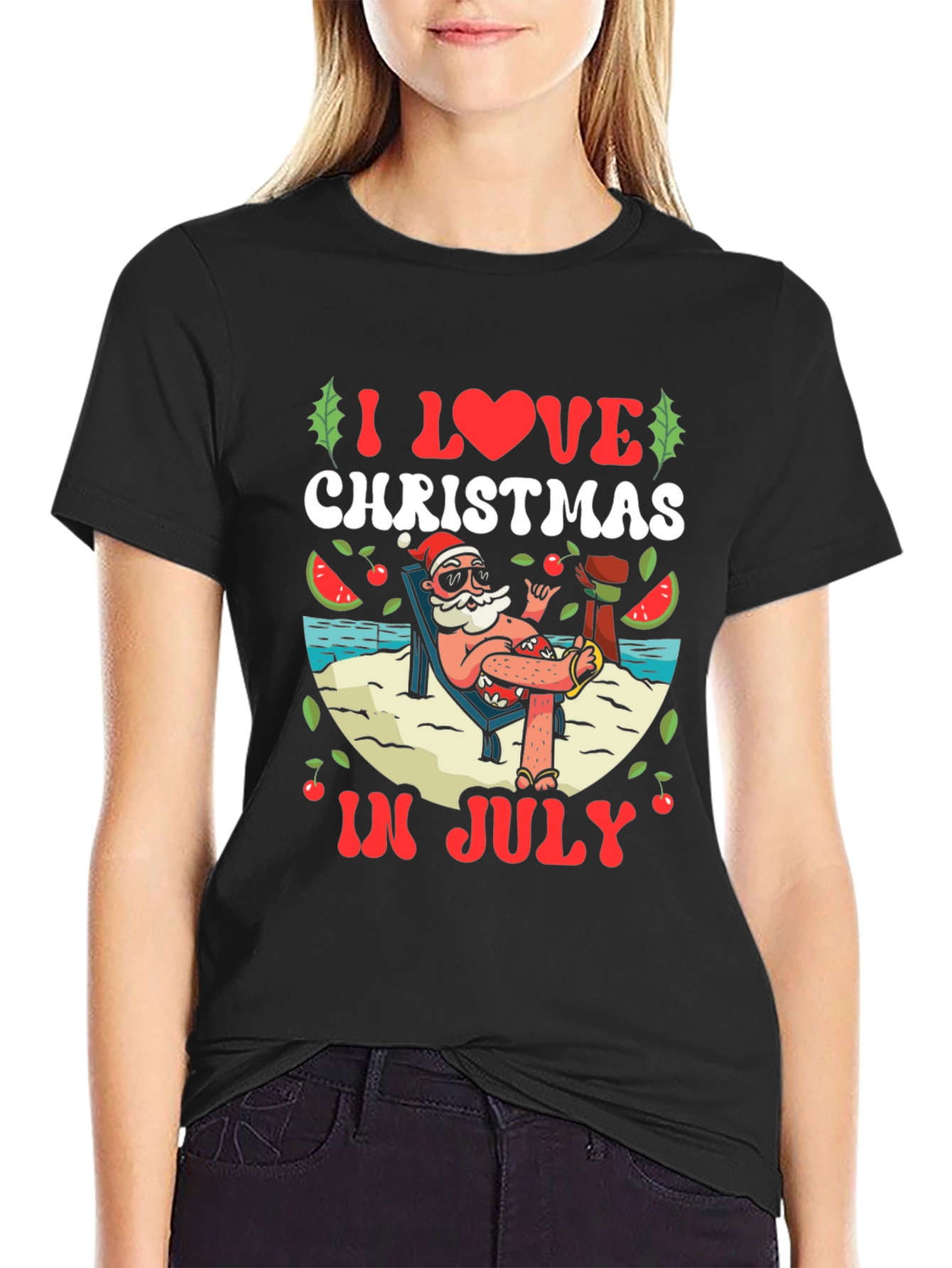 Christmas in July T-Shirt - Beach Santa Tee
