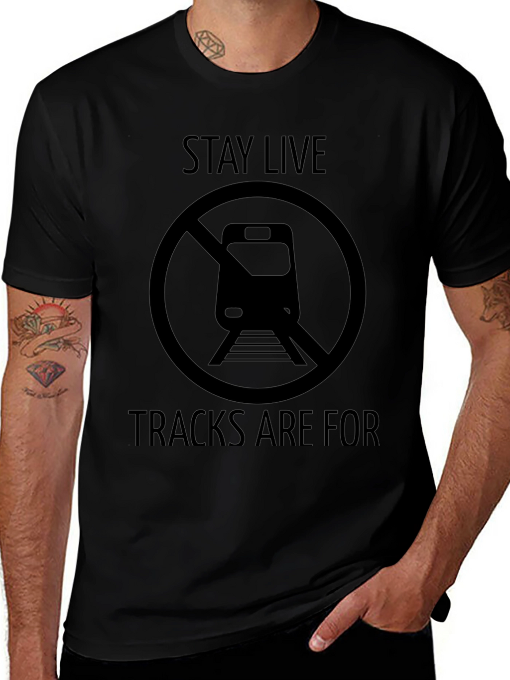Stay Live T-Shirt - Train Tracks Safety Tee