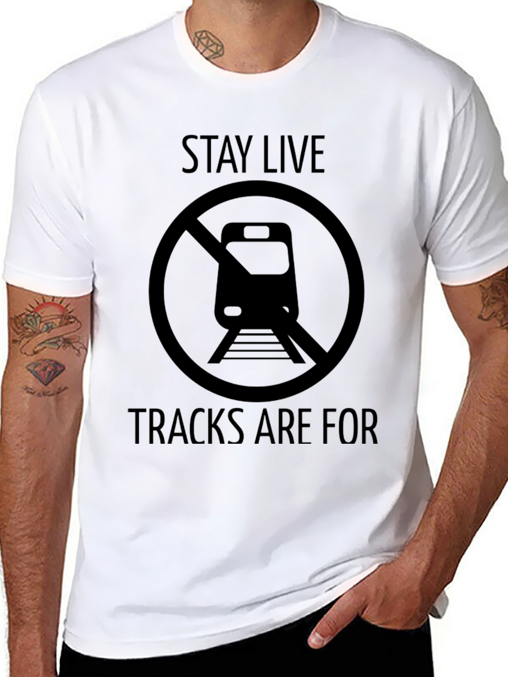 Stay Live T-Shirt - Train Tracks Safety Tee