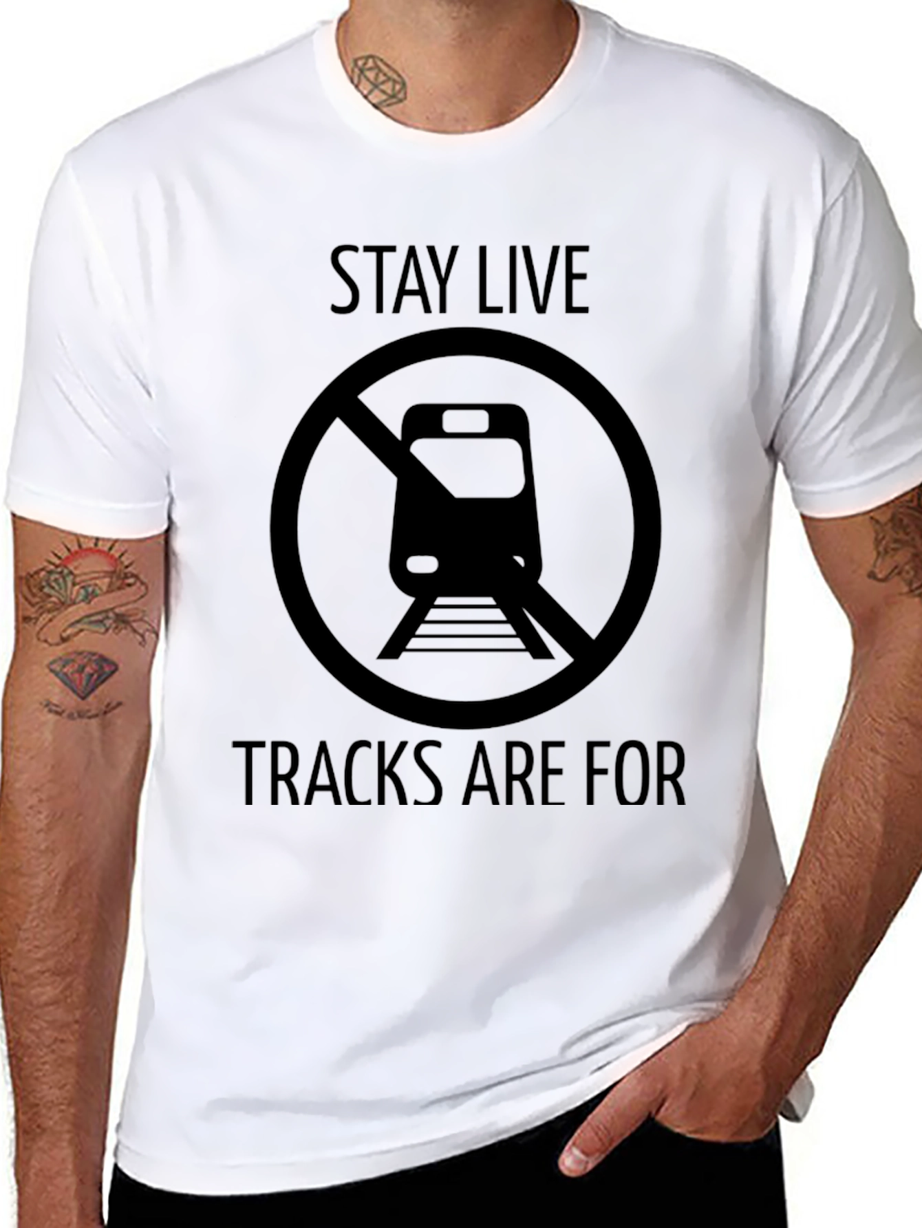 Stay Live T-Shirt - Train Tracks Safety Tee