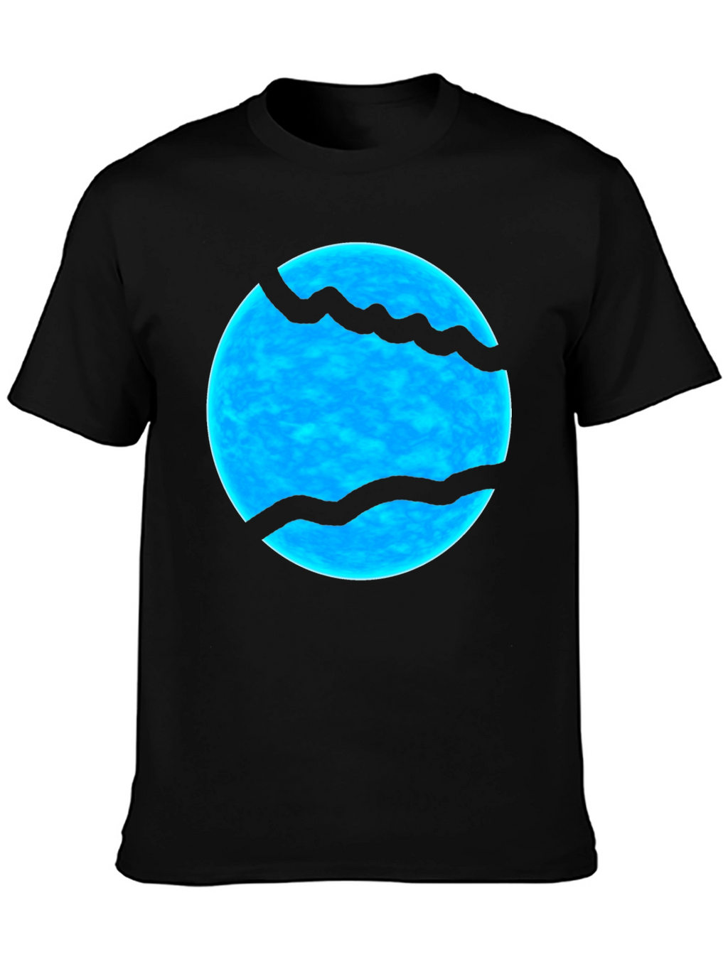Abstract Blue Sphere Graphic Print Black T-Shirt