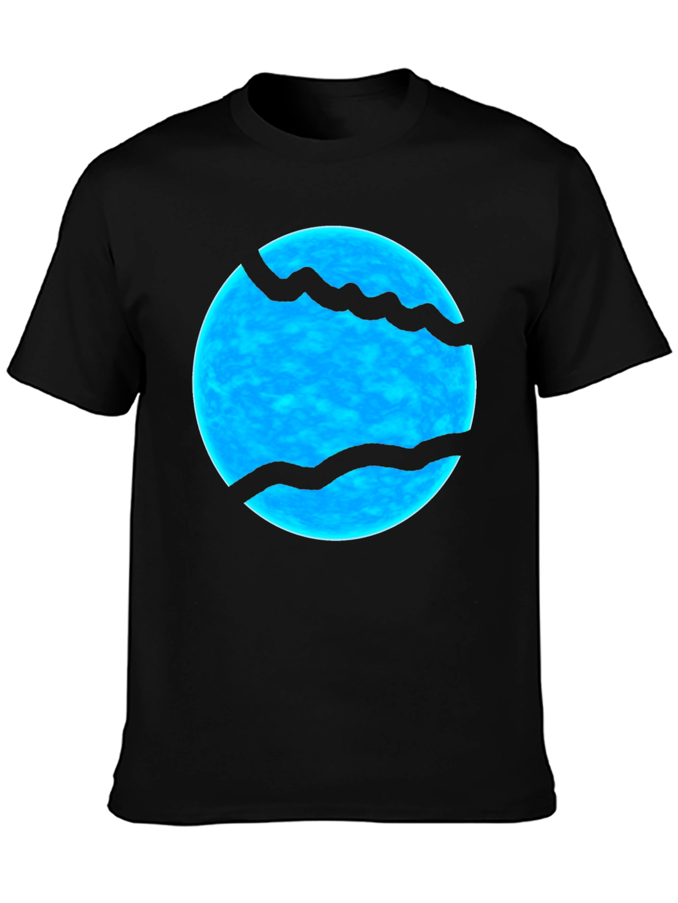 Abstract Blue Sphere Graphic Print Black T-Shirt