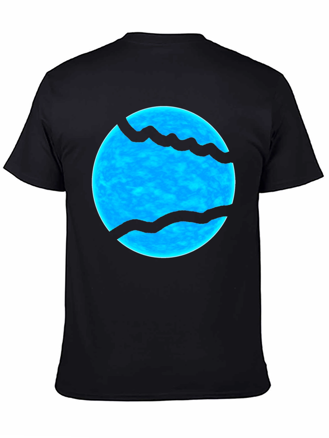 Abstract Blue Sphere Graphic Print Black T-Shirt