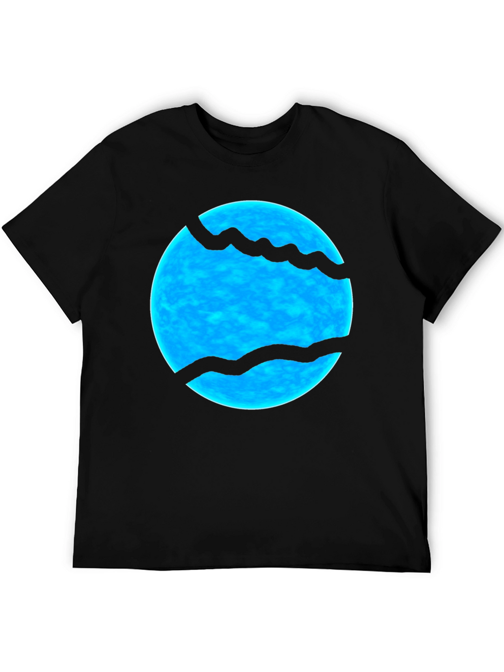 Abstract Blue Sphere Graphic Print Black T-Shirt