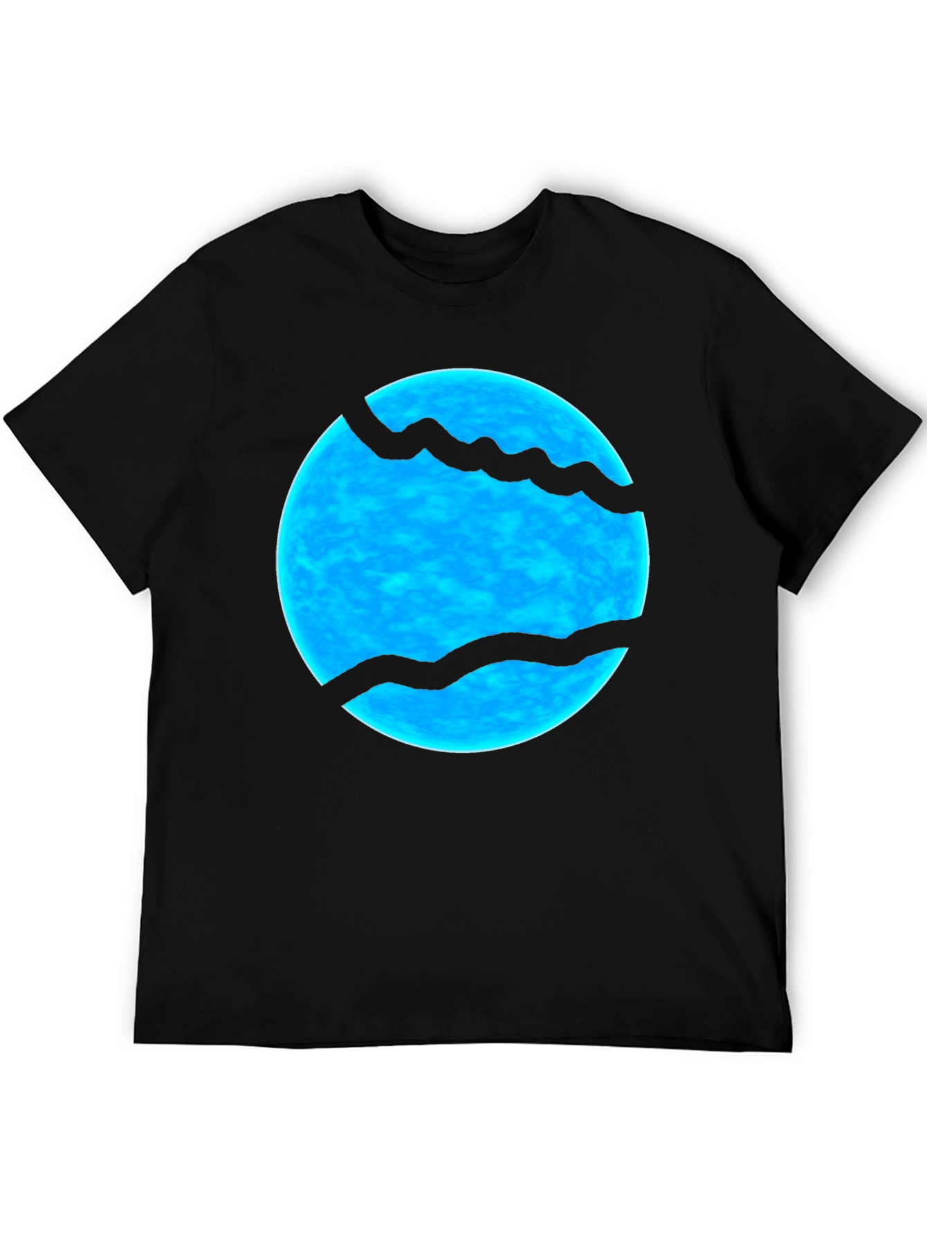 Abstract Blue Sphere Graphic Print Black T-Shirt