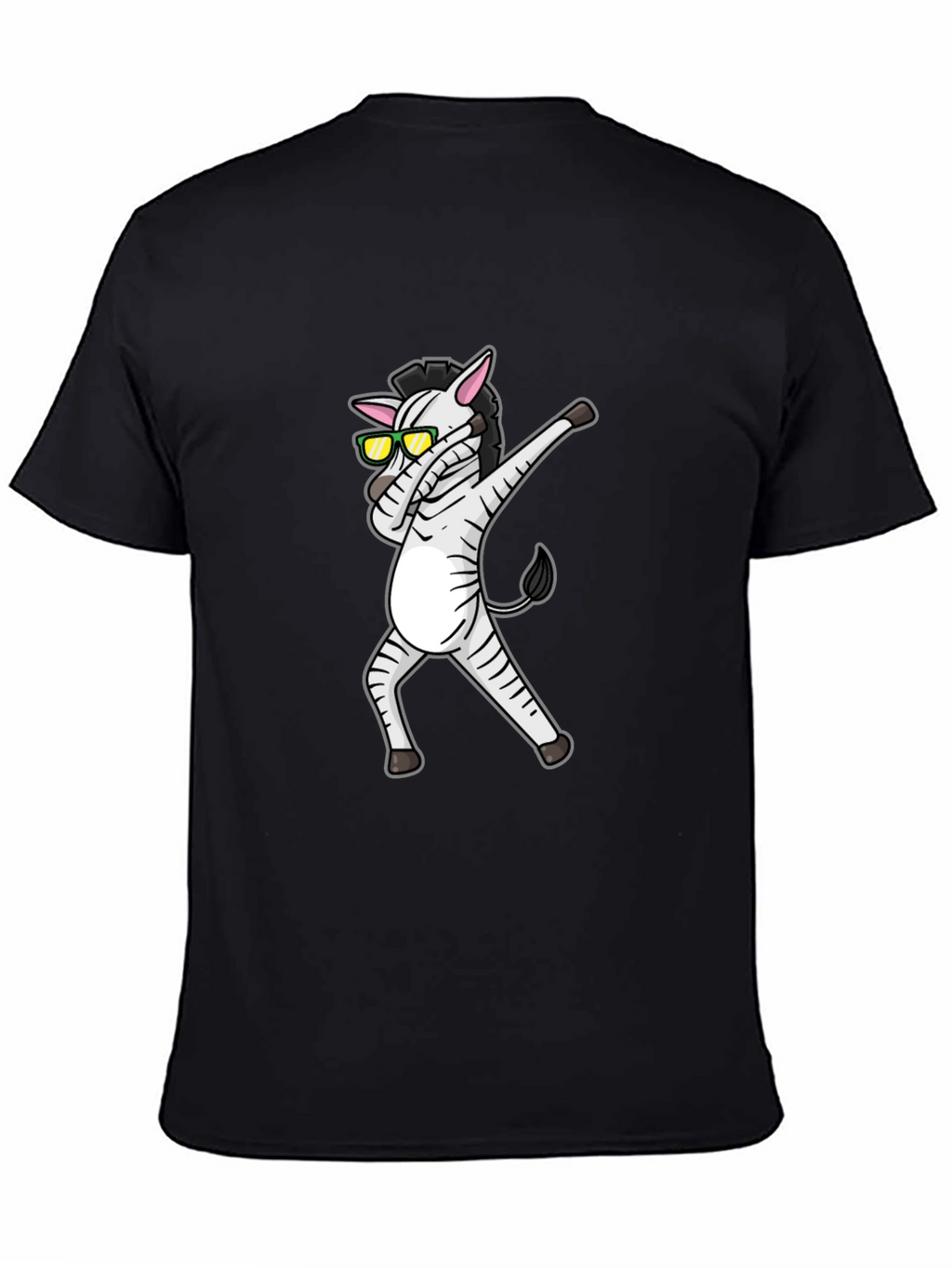 Dabbing Zebra Graphic Tee - Cool Black T-Shirt