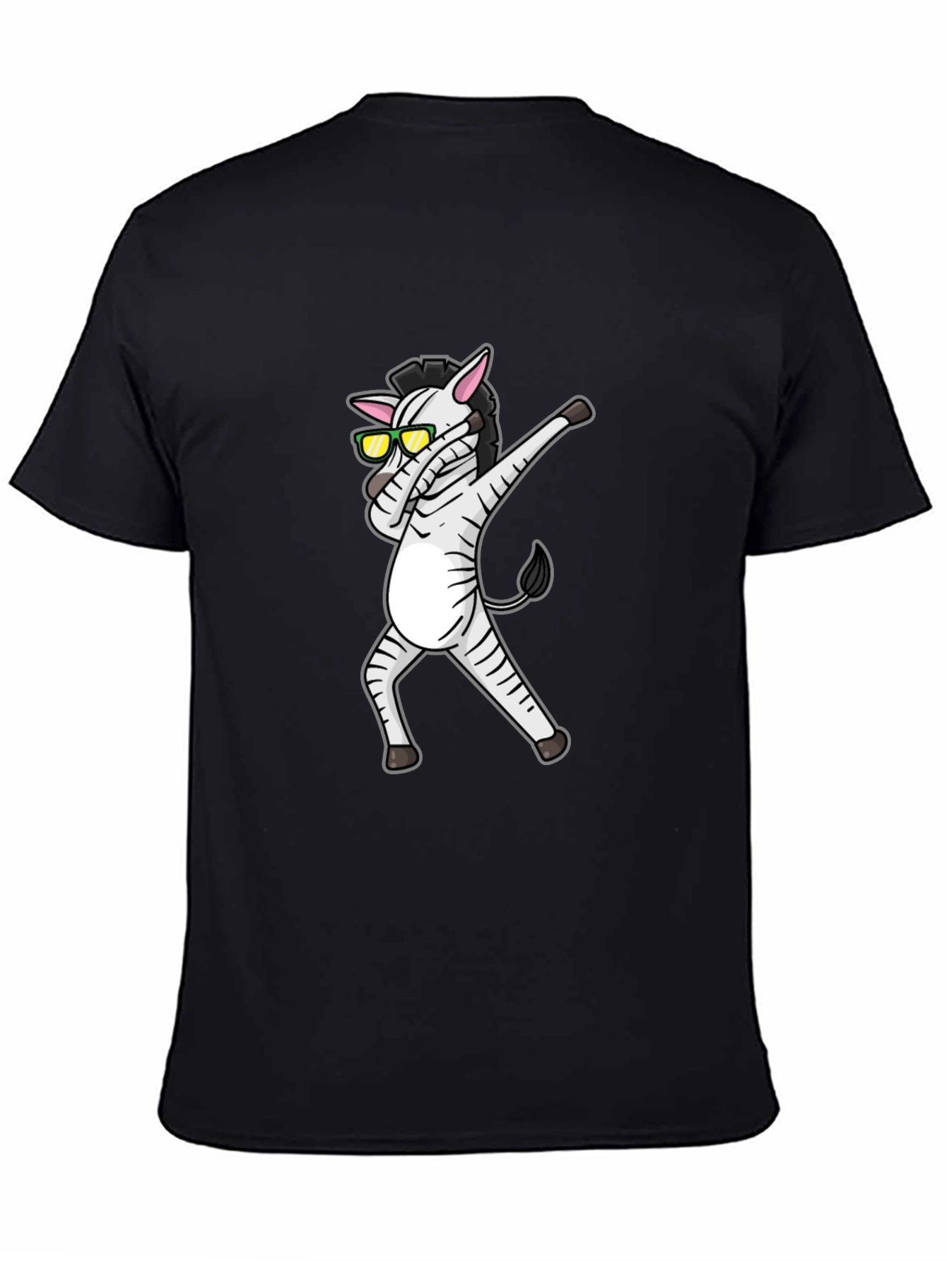 Dabbing Zebra Graphic Tee - Cool Black T-Shirt