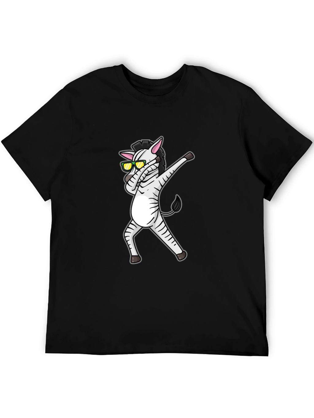 Dabbing Zebra Graphic Tee - Cool Black T-Shirt